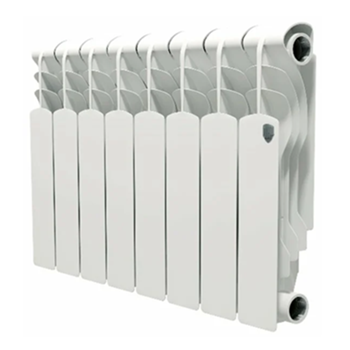 Радиатор алюминиевый Royal Thermo Revolution 350, 8 секций, боковое подключение (белый)
